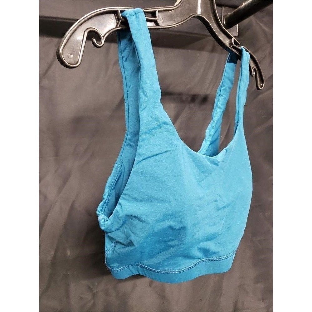 YONIQUE Swim Top Women L Aqua Blue Sports Bra Padded Scoop Neck Swimwear NWT